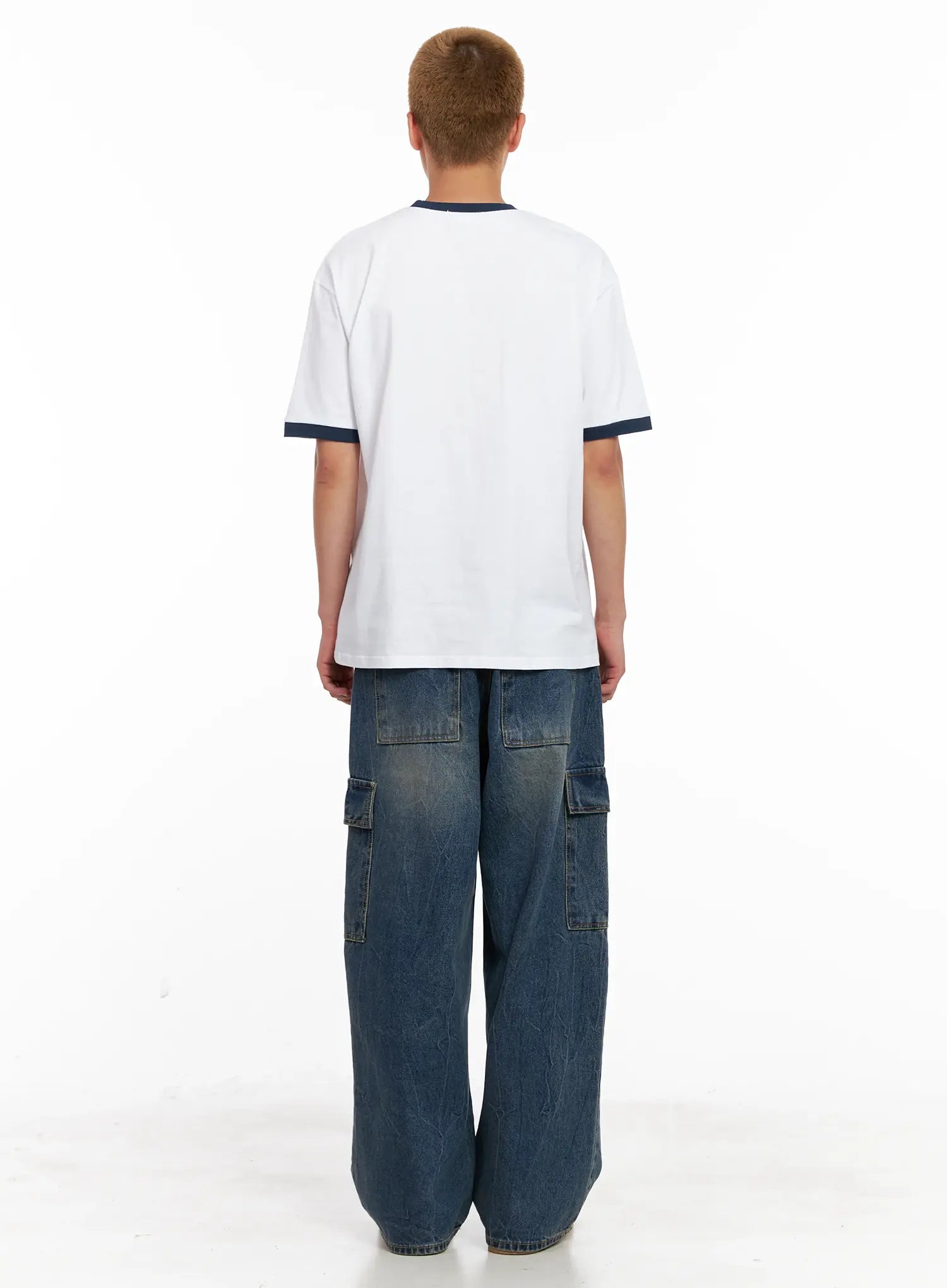 Men's Wide-Leg Cargo Denim Jeans IL518