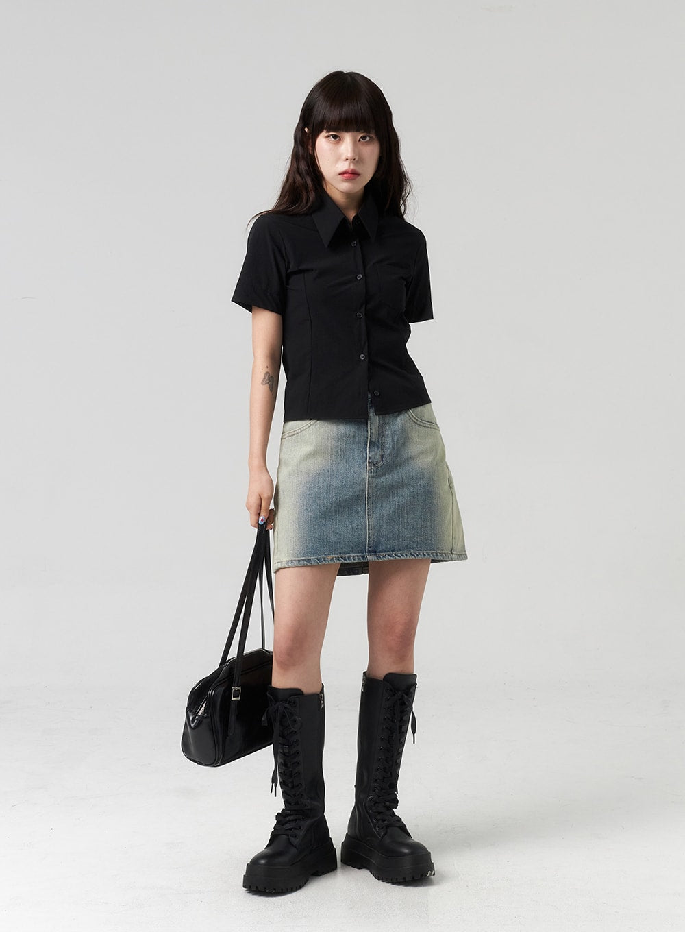 Mid-Rise Denim Mini Skirt CL318