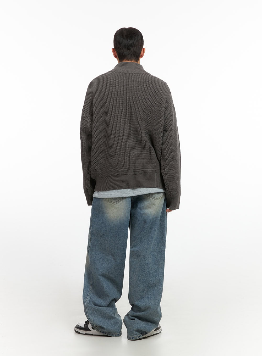 Men's Turtle Neck Cable Zip-Up Knit IO420