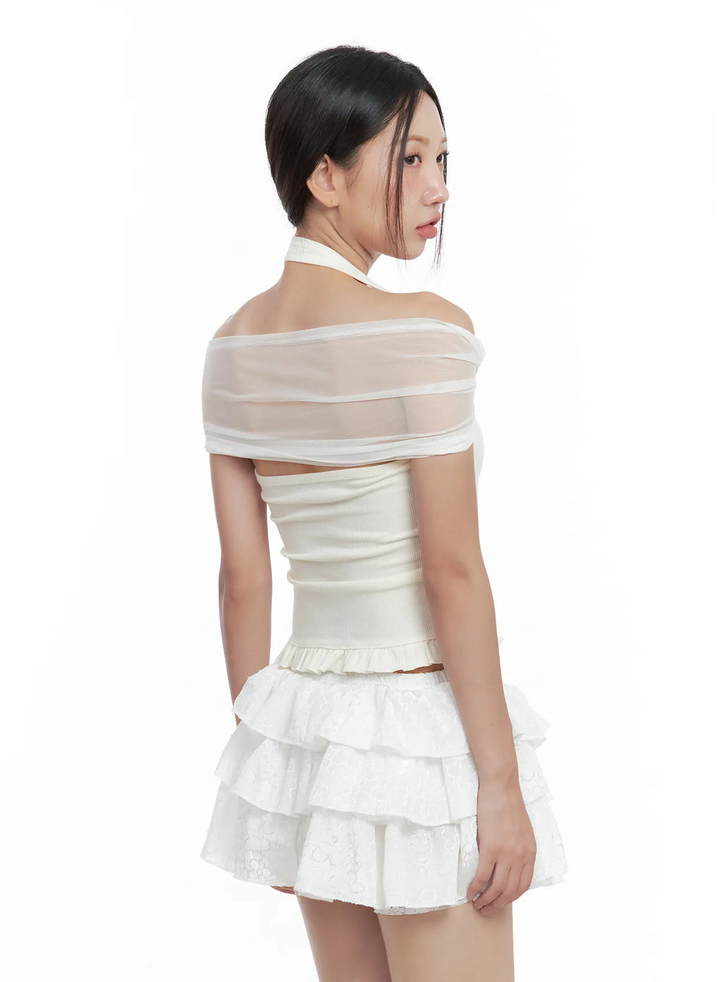 Sheer Layered Halter Tank CL509