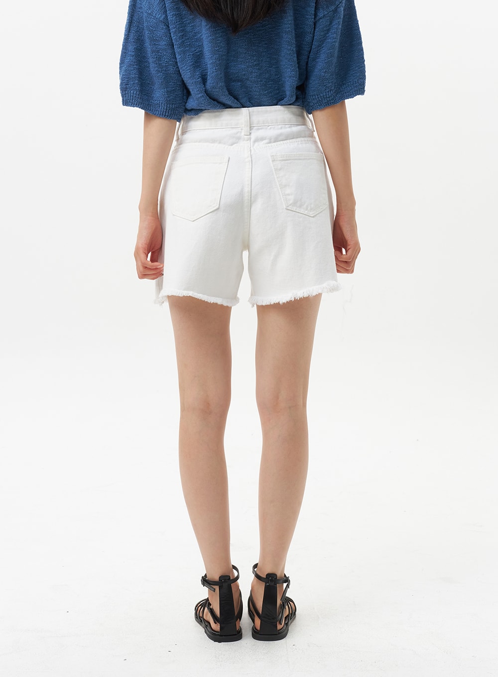 Ripped Hem Cotton Shorts OU326