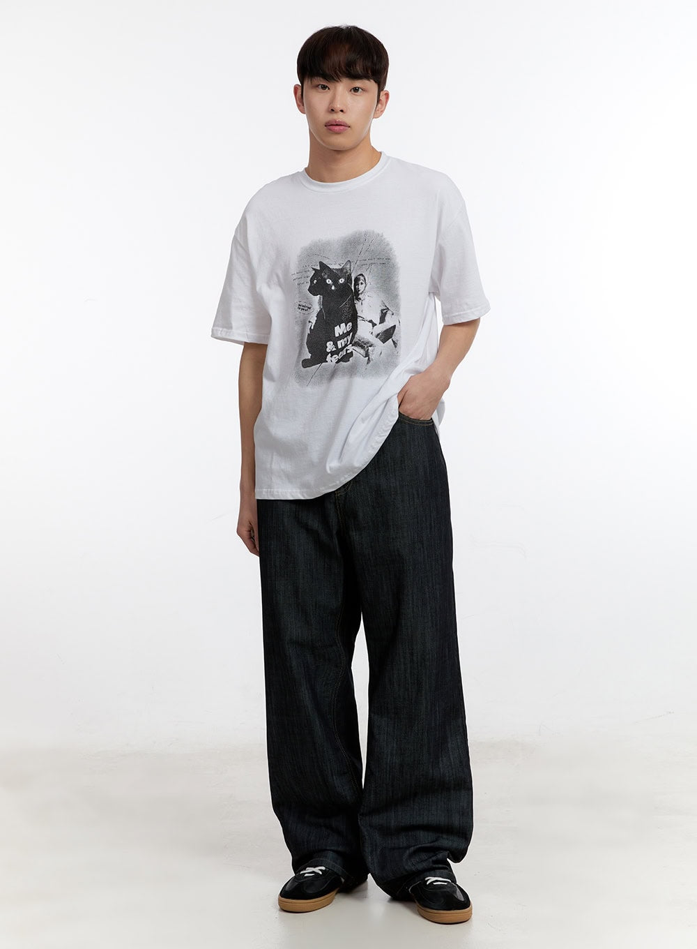 Men's No-Fade Wide-Leg Jeans IA507