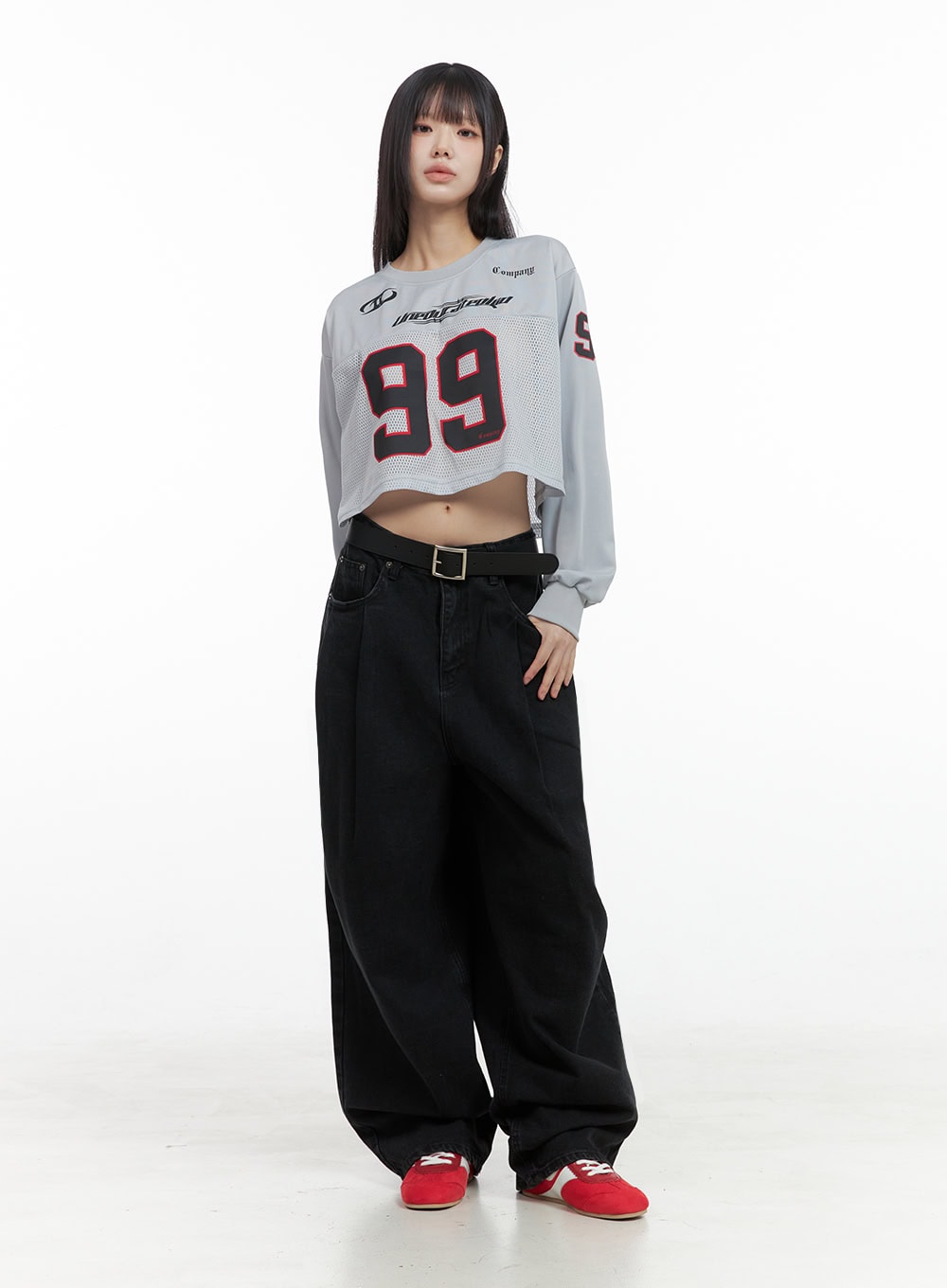 Lettering Mesh Crop Top IO430