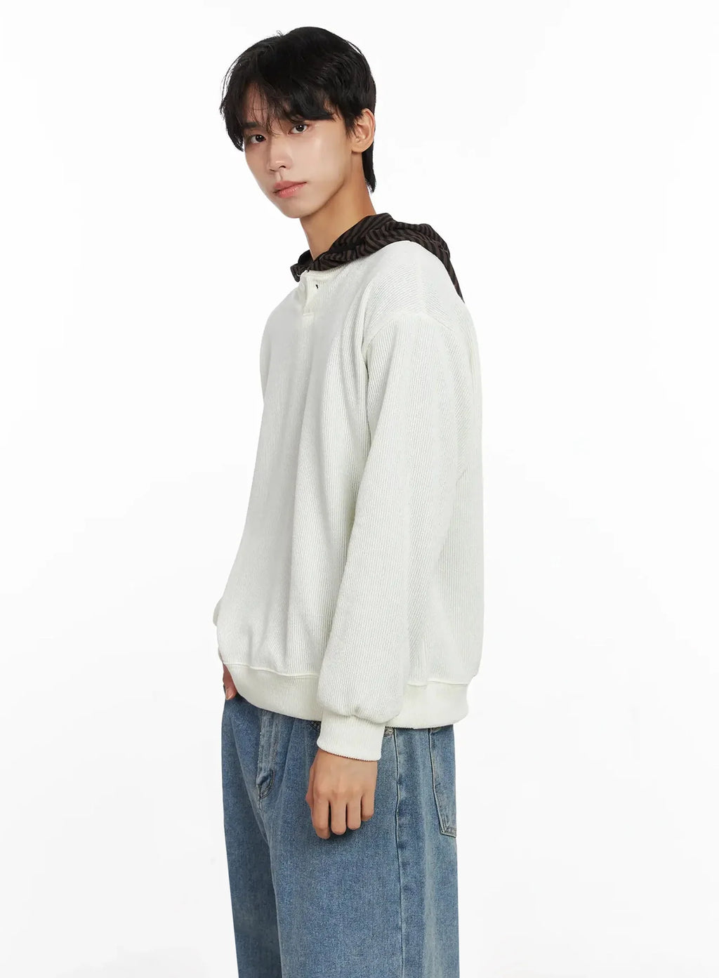 Men's Henley Neck Sweatshirts IO517