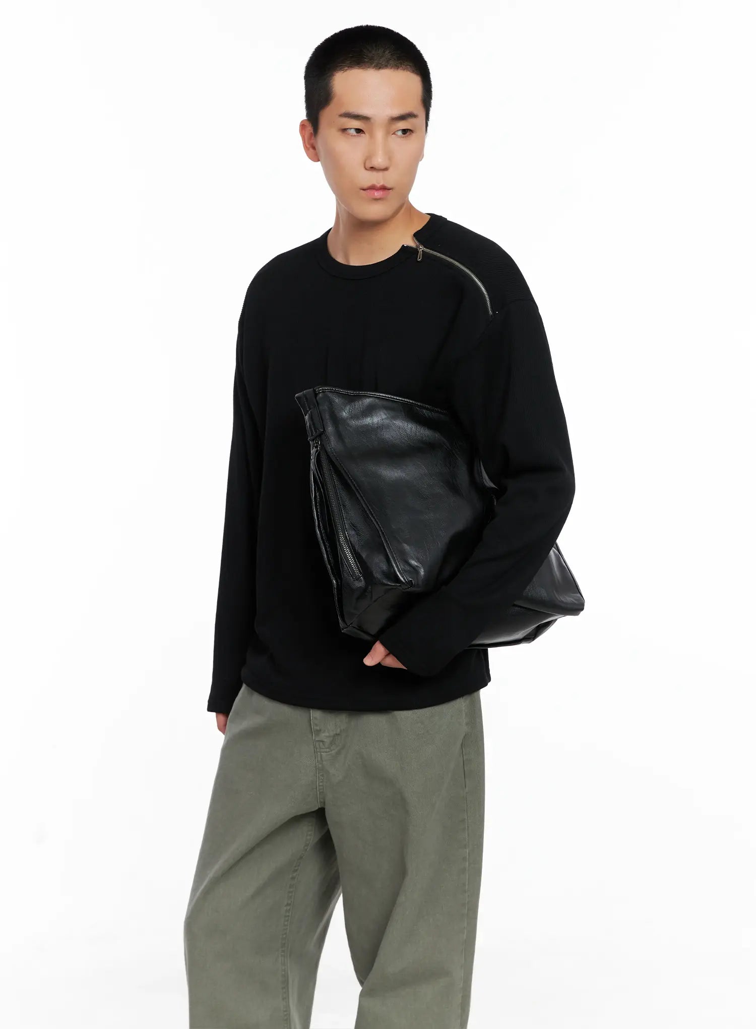 Men's One-Shoulder Zip Long Sleeve  IG529