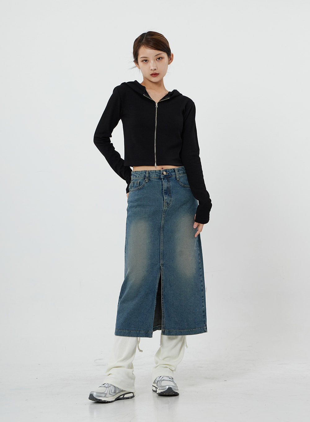 Washing Denim Long Skirt CS19
