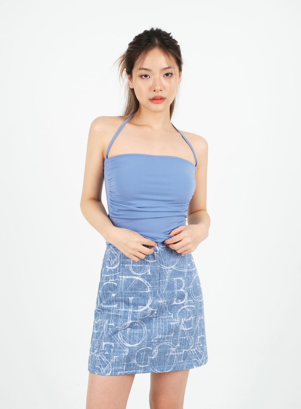 Halterneck Shirred Top with Padding CM9