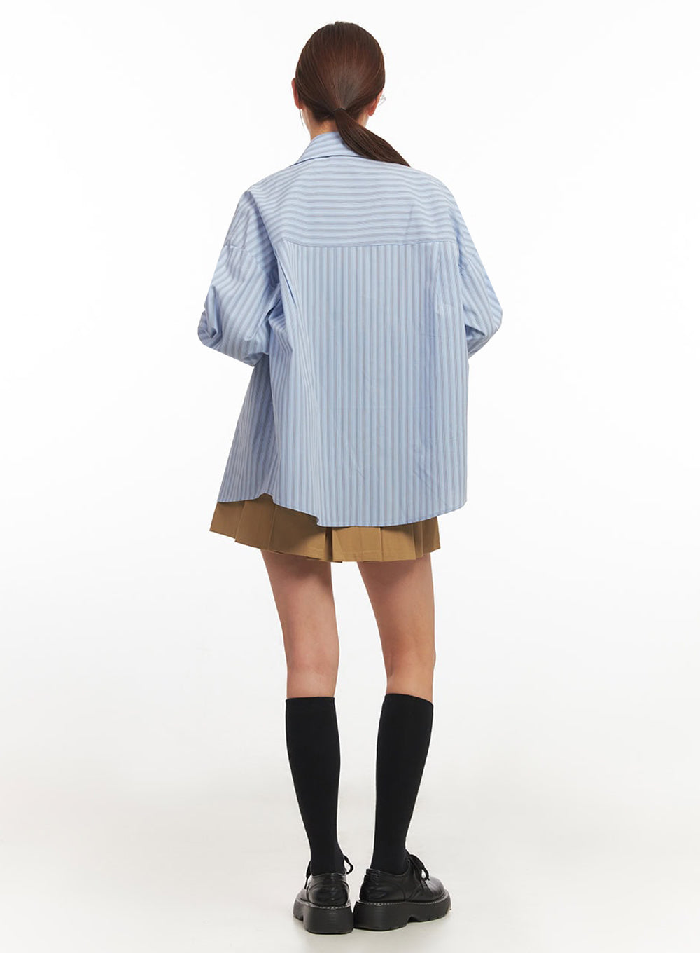 Loose-Fit Collared Striped Button-Up Shirt IM513