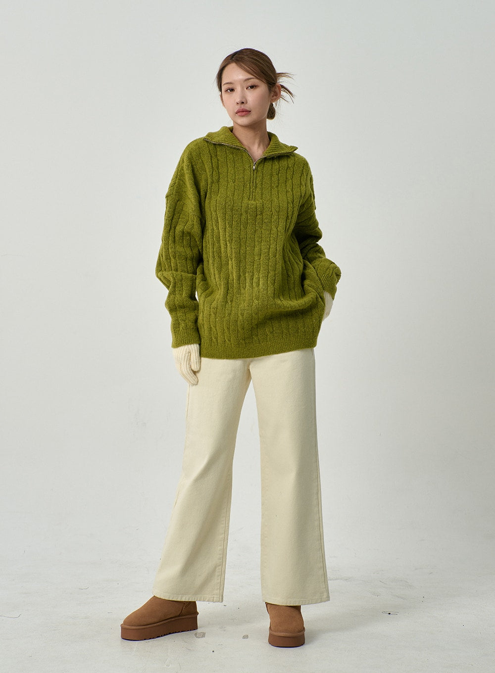 Twist Pattern Zip-Up Knit Unisex CD12