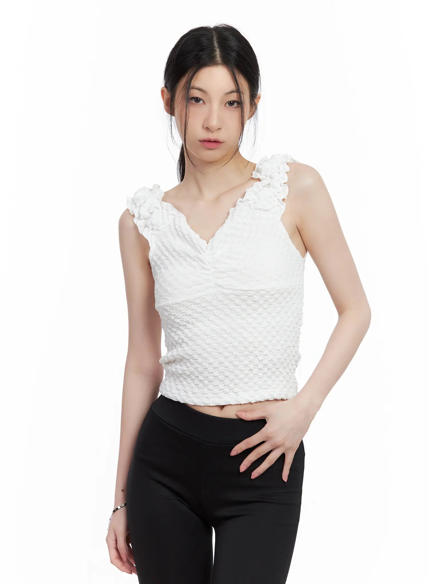Shirred Sweetheart Sleeveless Top CL501