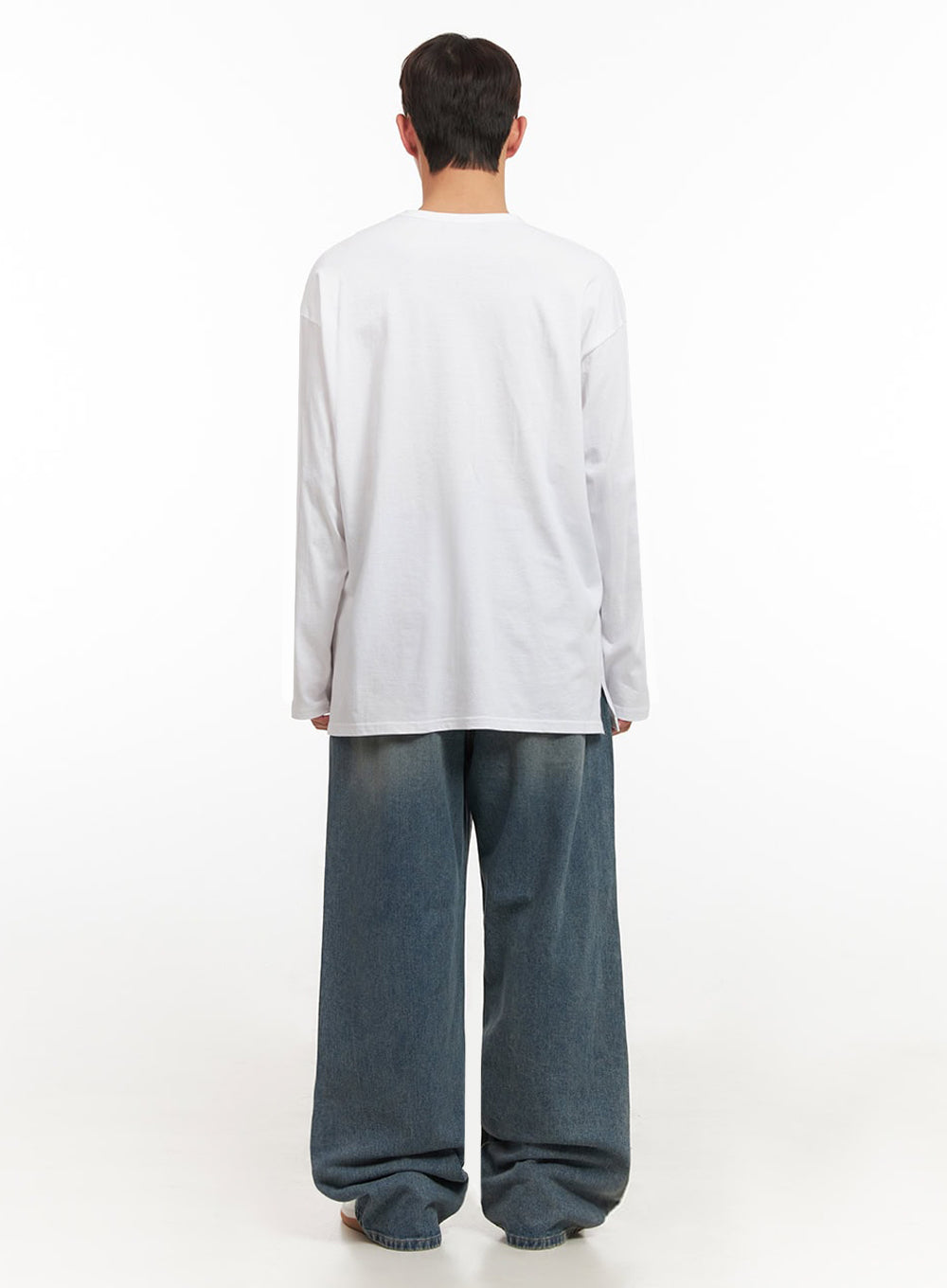 Men's Washed Wide-Leg Jeans IF517