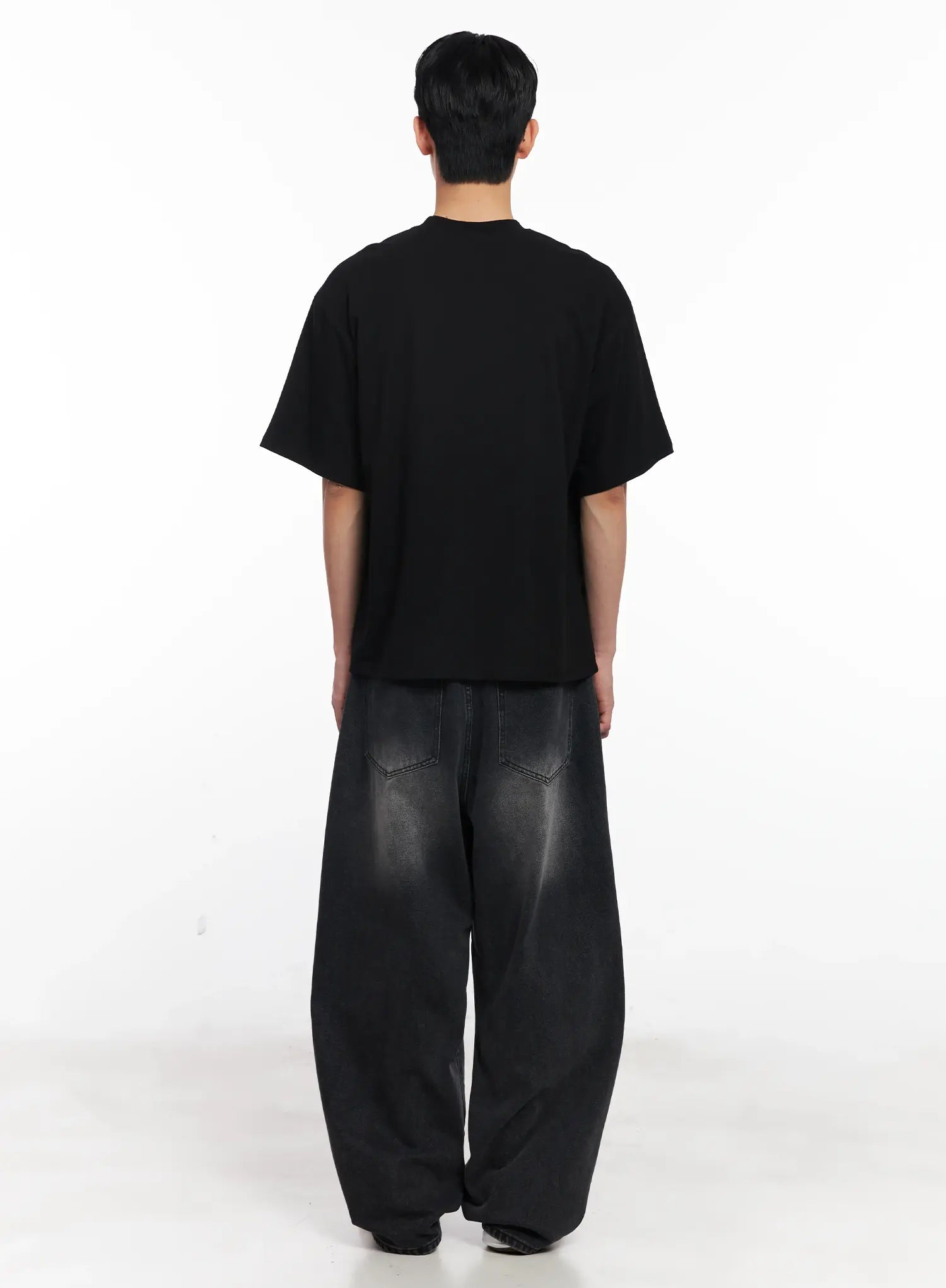 Men's Washed Wide-Leg Jeans IU526