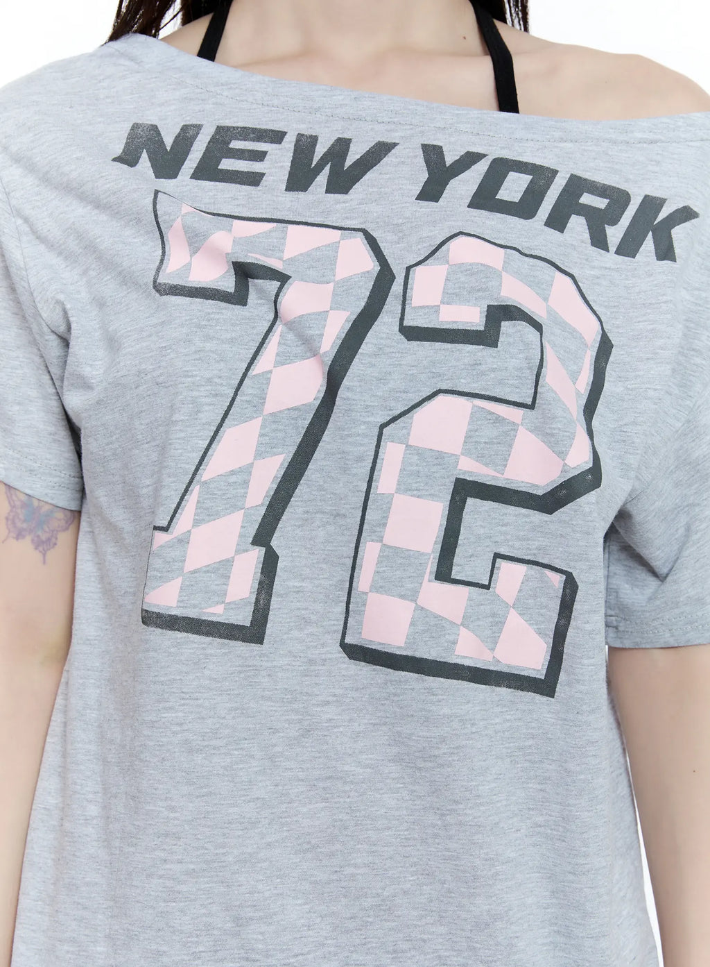 Off-Shoulder Loose-Fit 72 Graphic Top CG507