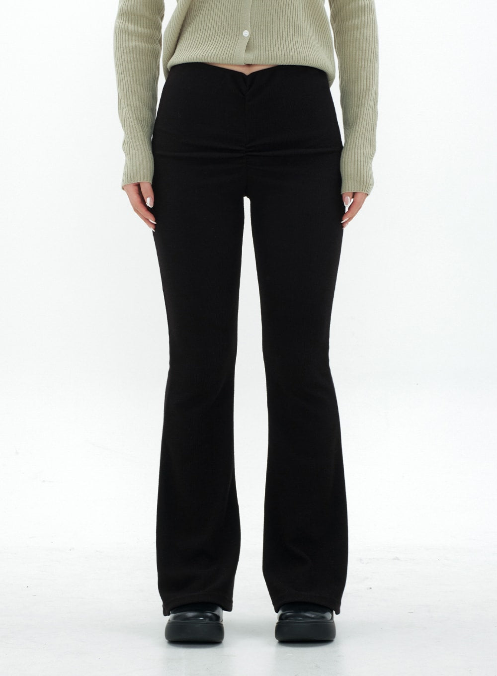 Boot-cut Shirring Banded Pants CM29