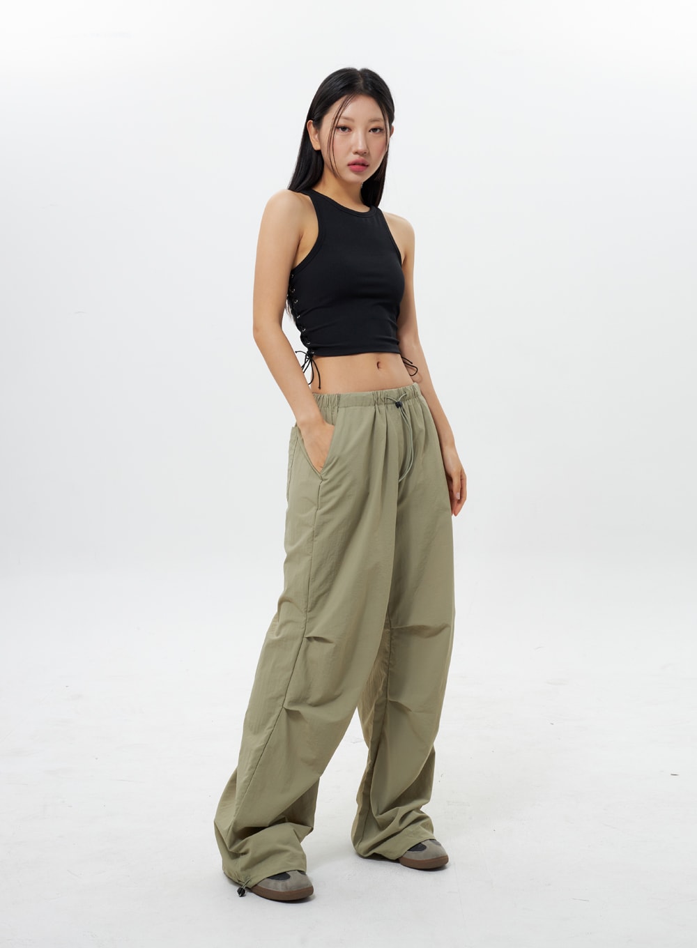 Nylon Wide Track Pants IY311