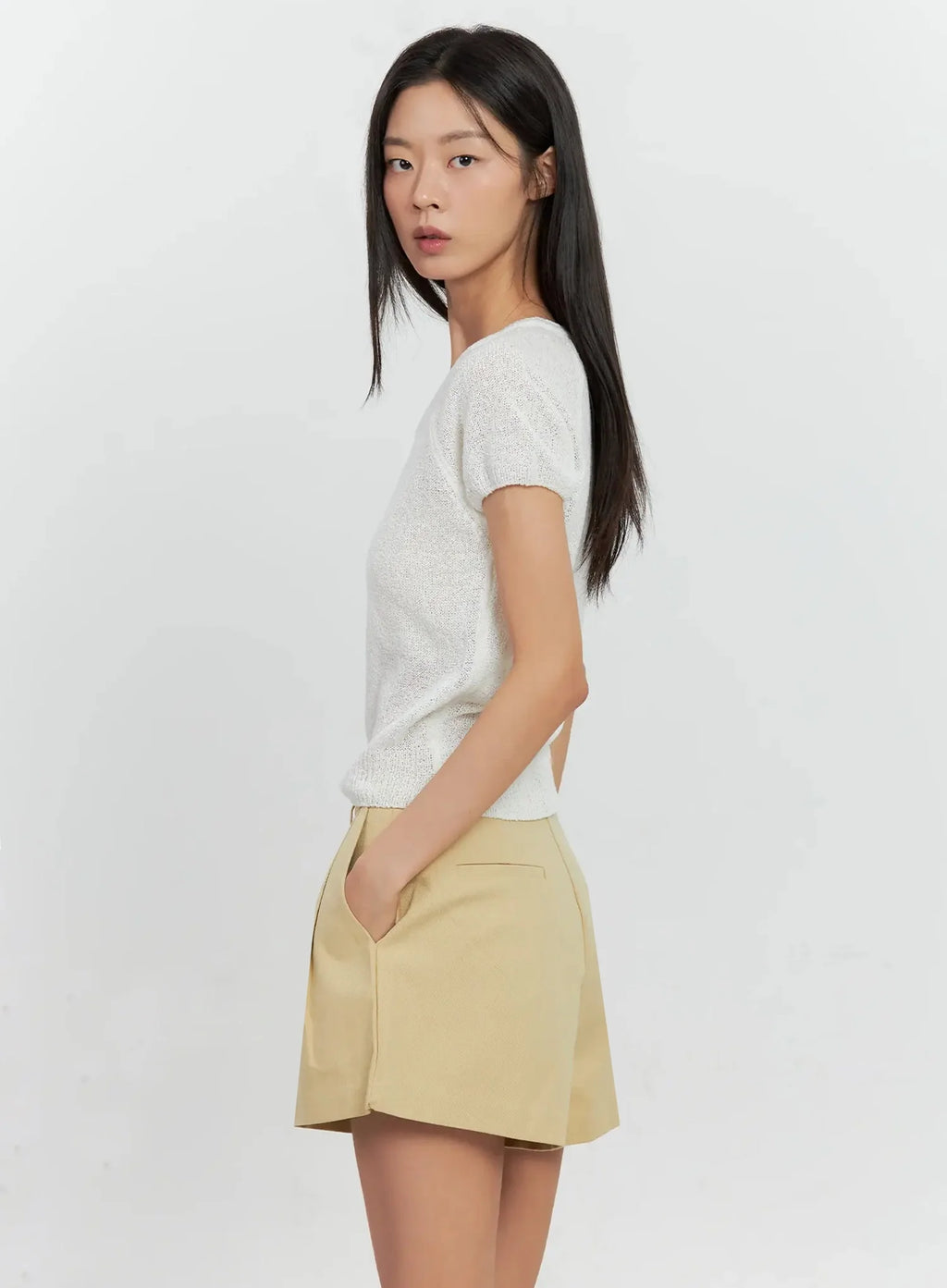 Mesh V-Neck Short-Sleeve Top IL528