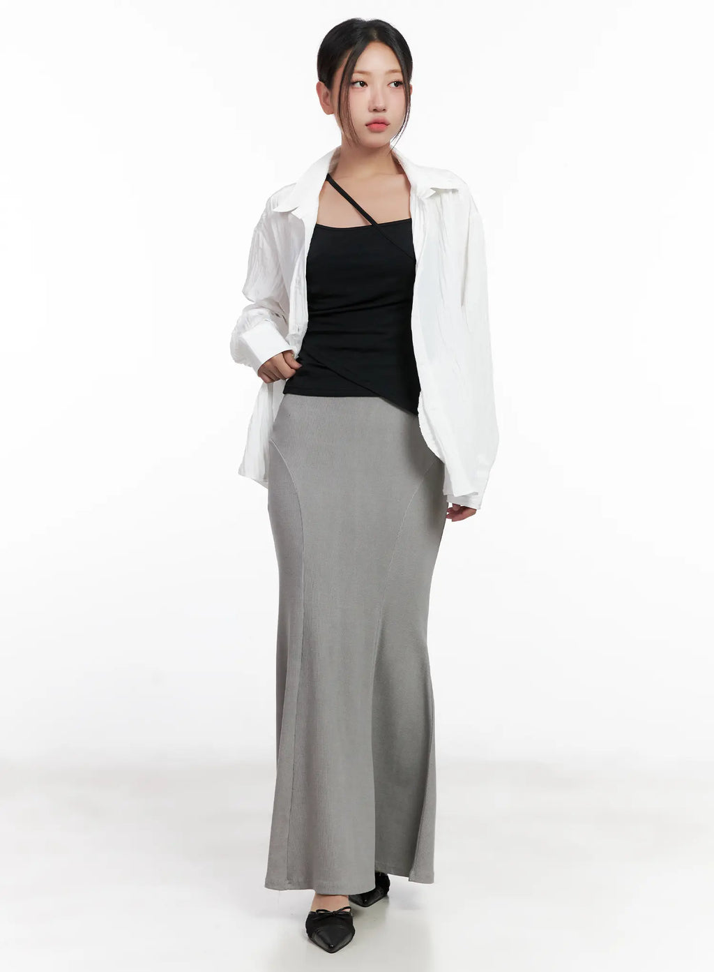 Grey Bodycon Maxi Skirt CL518