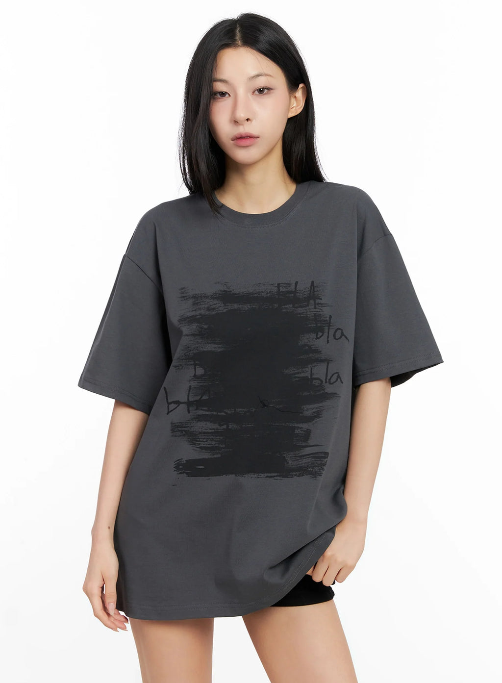 Brushstroke Graphic Oversized Tee IG508