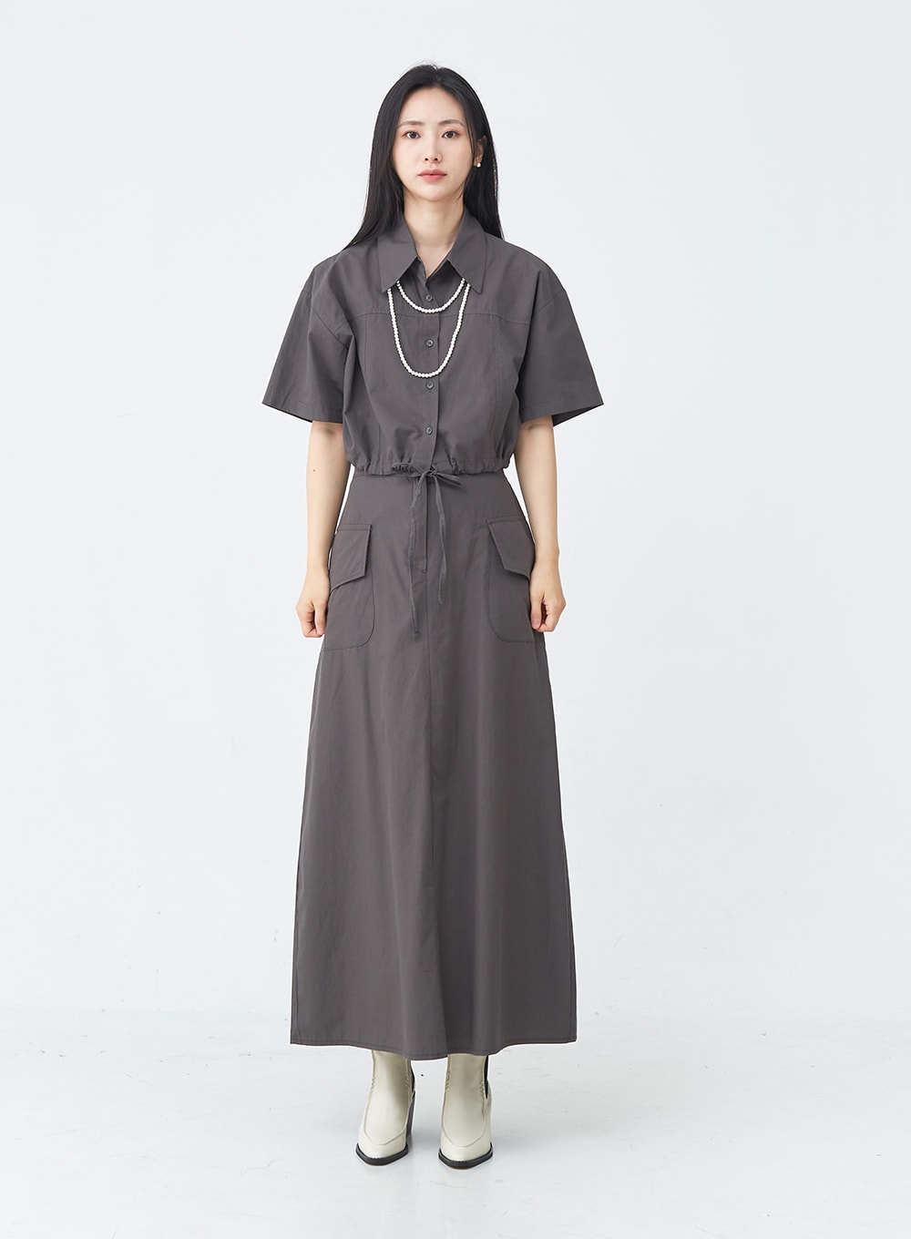 Drawstring Cropped Shirt UU1407