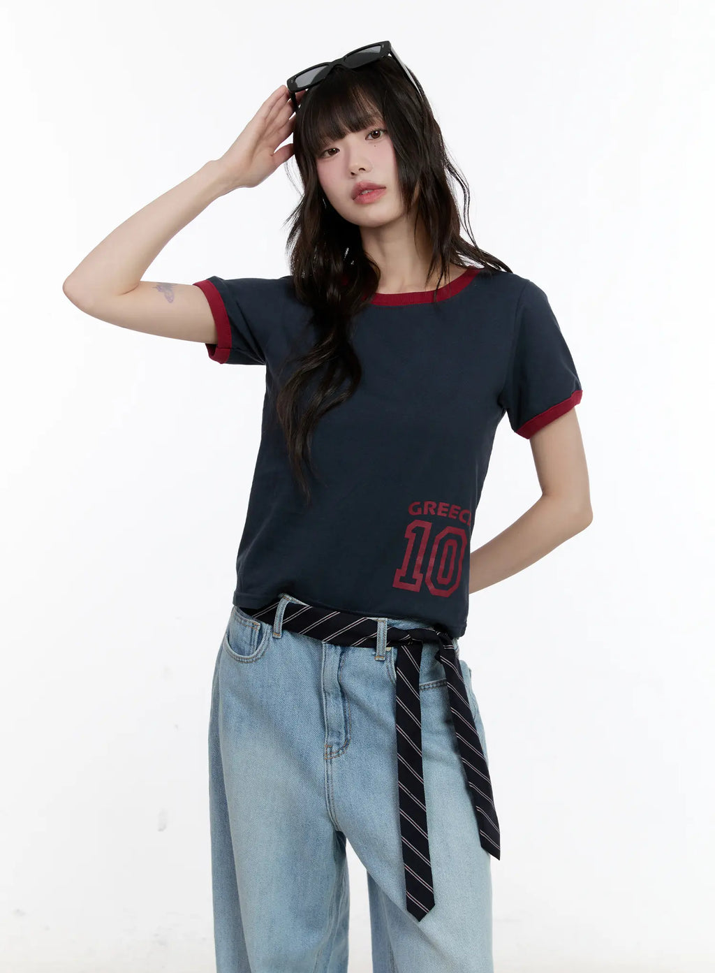 Contrast Trim Graphic Baby Tee CL507