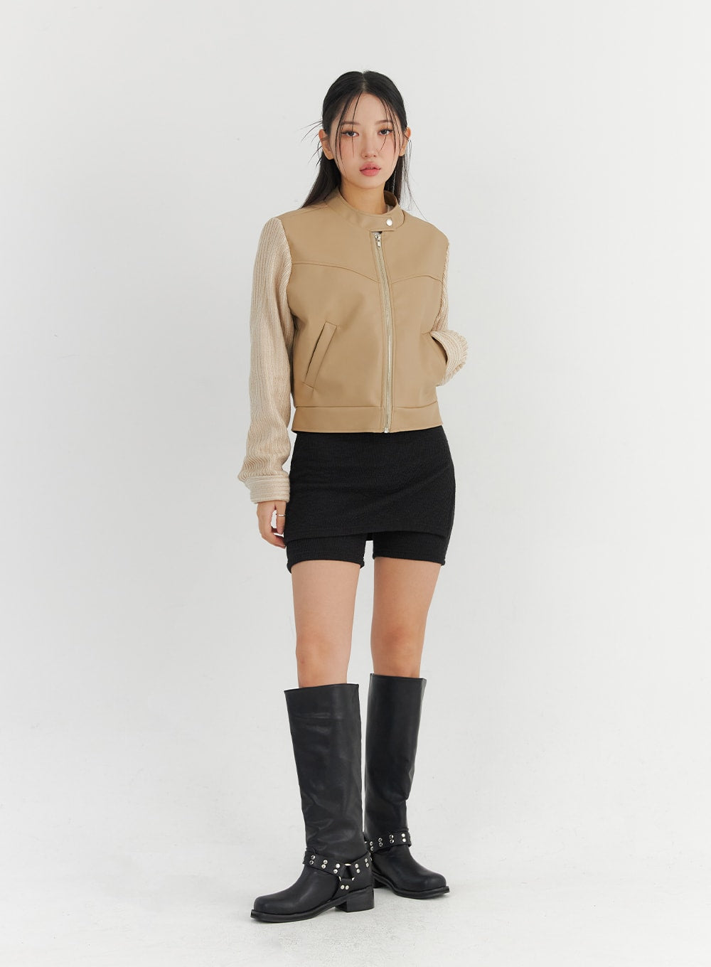 Two-Tone Faux Leather Jacket CO325