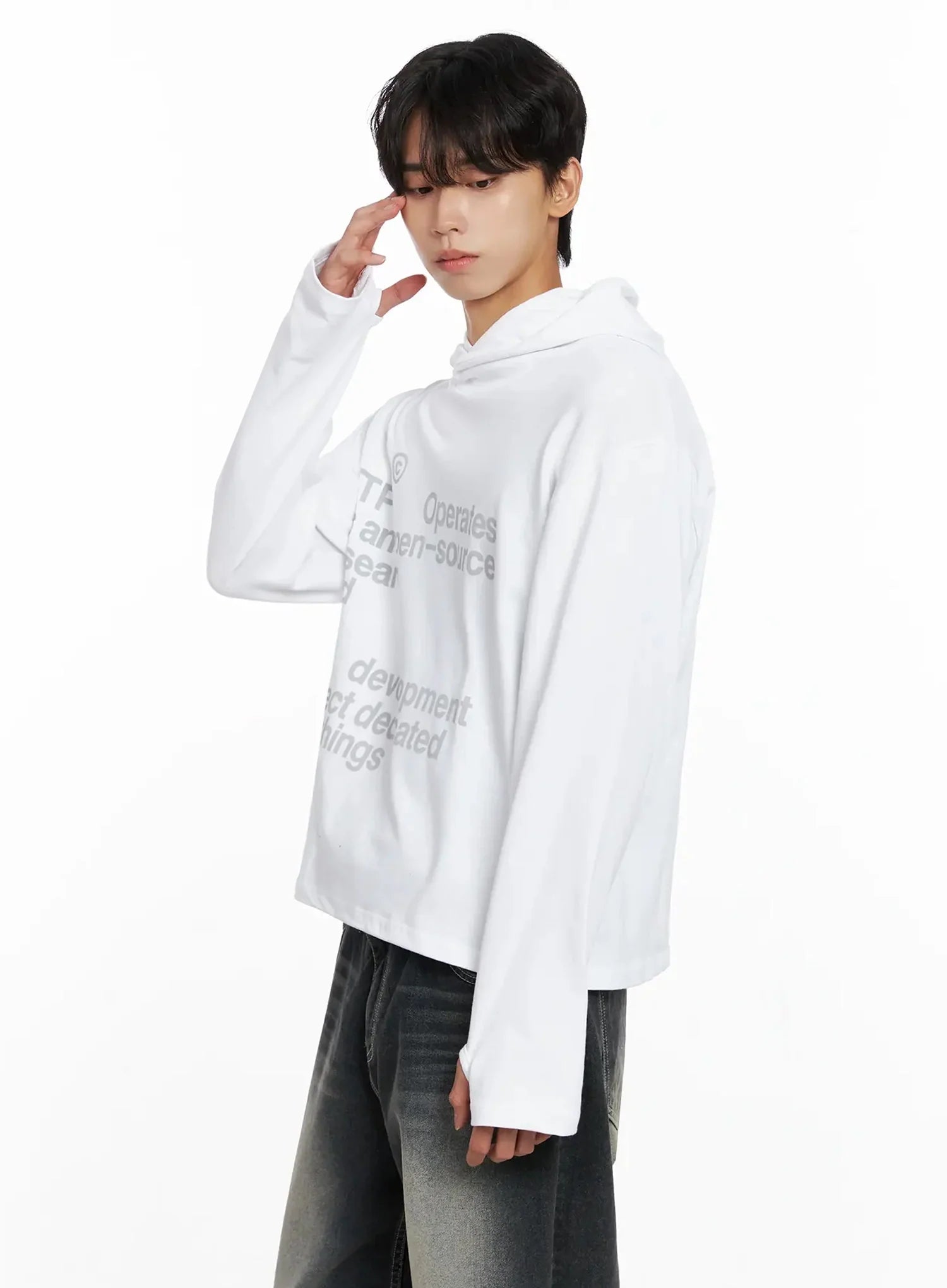 Men's Lettering Hand Warmer Hoodie IO517