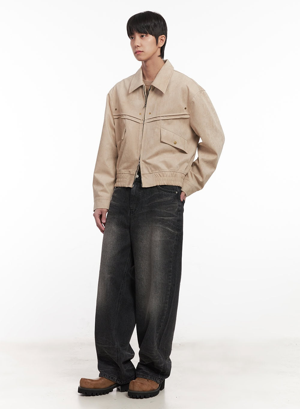 Men's Washed Wide-Leg Jeans IM518