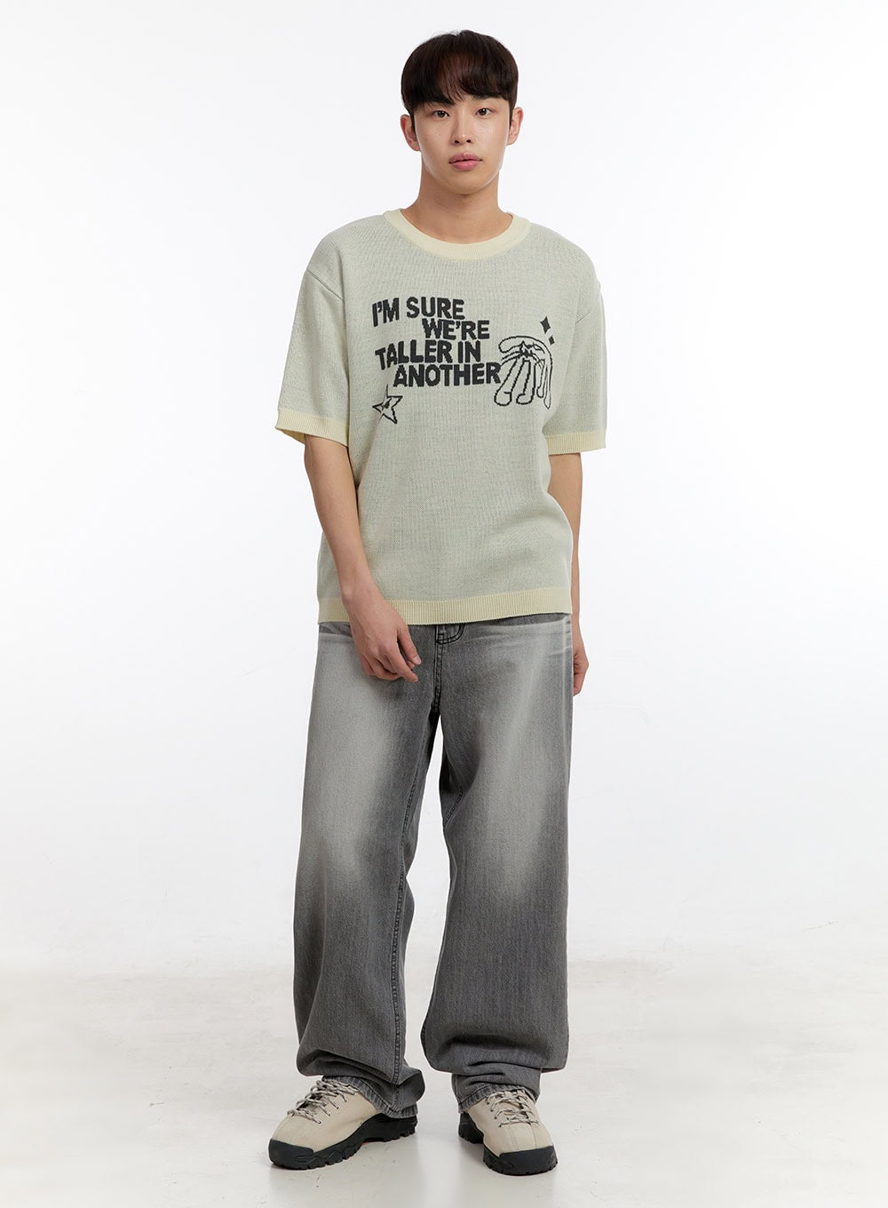 Men's Wide-Fit Washed Jeans IA507