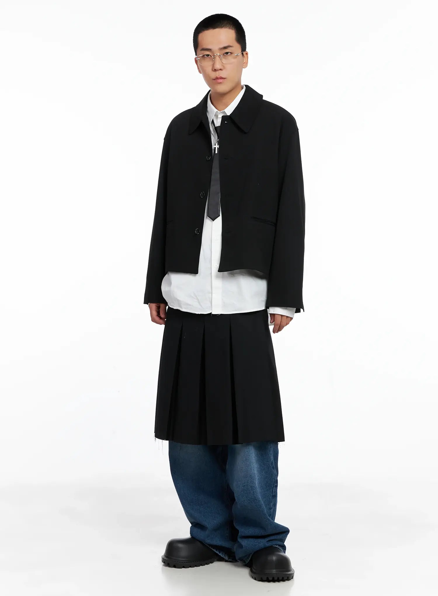 Men's Cropped Button-Up Jacket IS502