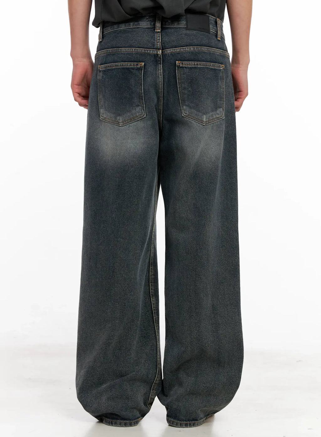 Men's Washed Wide-Leg Jeans IL518