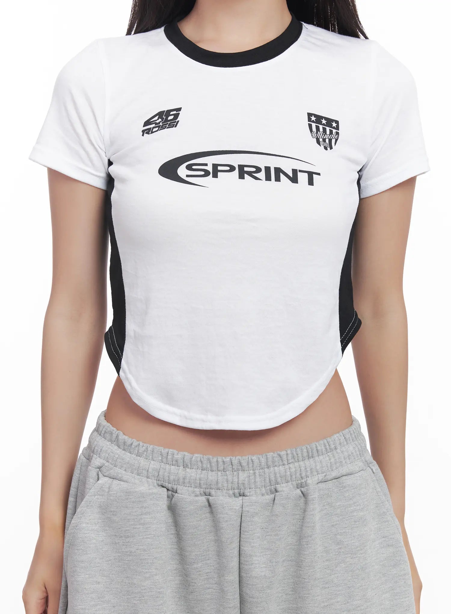 Two-Tone Graphic Crop Top CU517