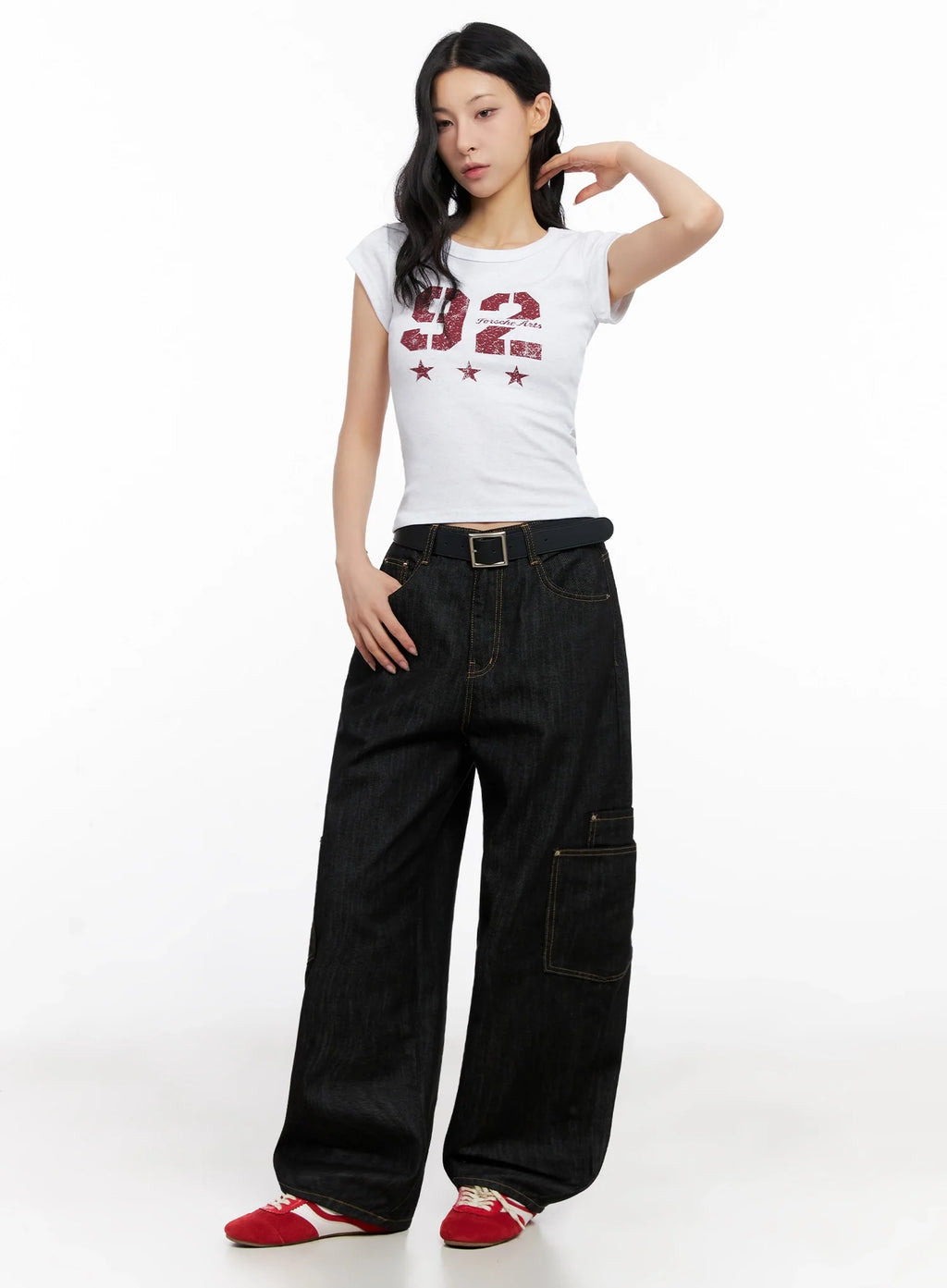 Dahee Wide-Leg Cargo Jeans IG508