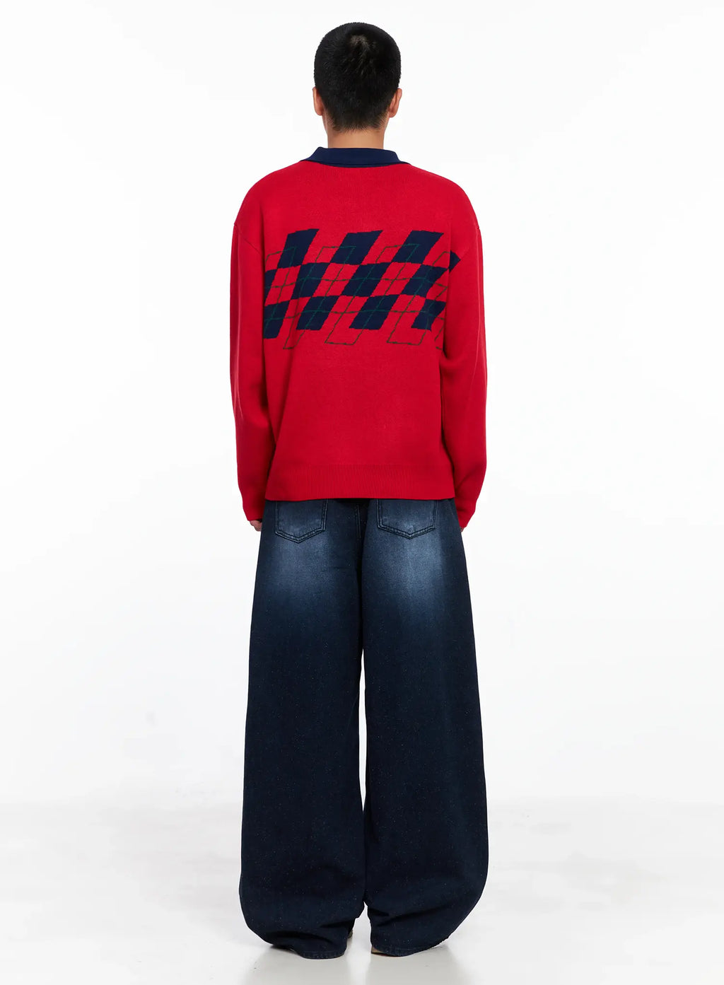 Men's Snowflake Print Wide Jeans IS510