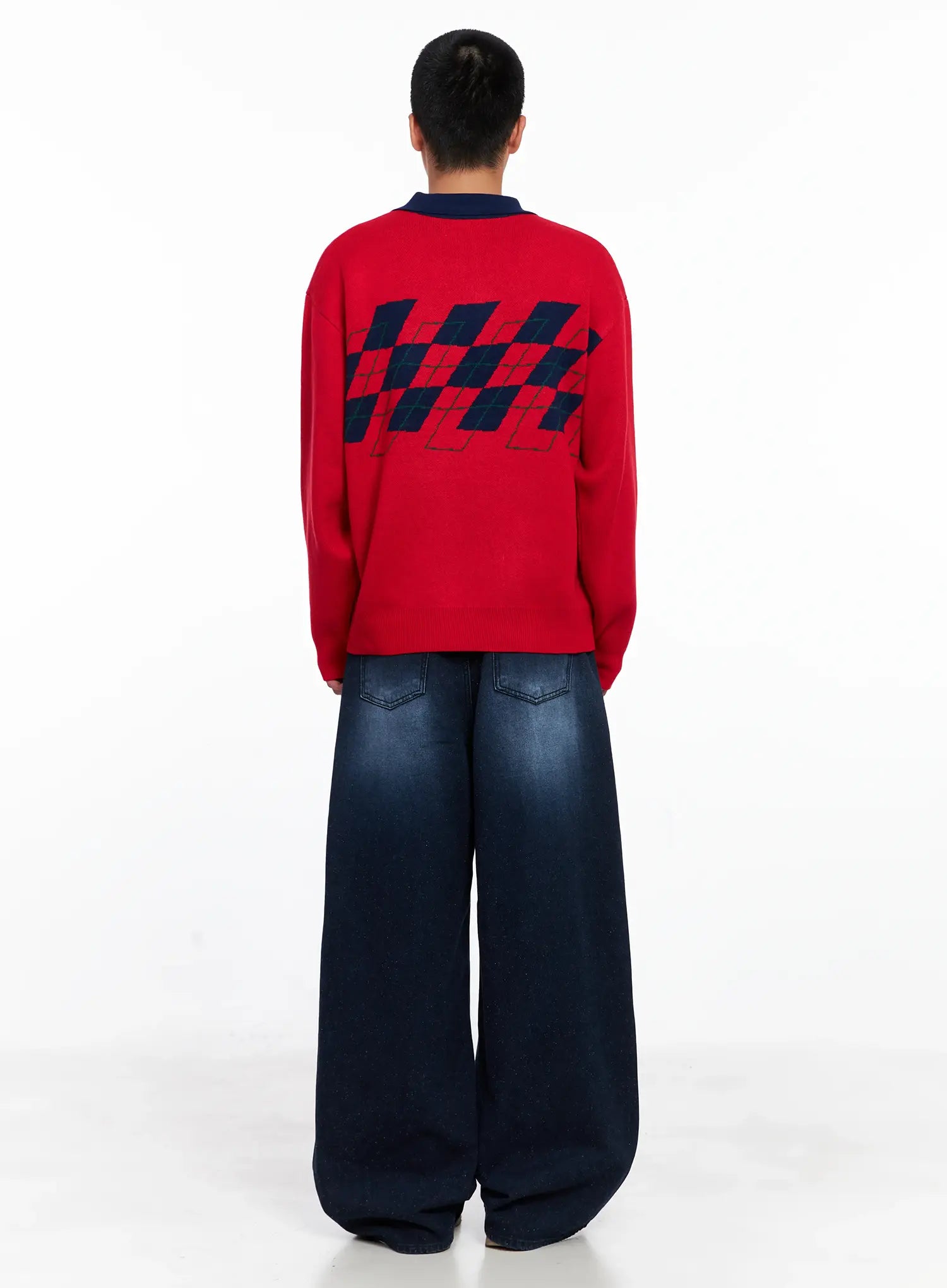 Men's Snowflake Print Wide Jeans IS510