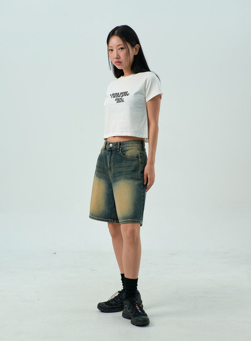 Wide Bermuda Denim Pants CY330