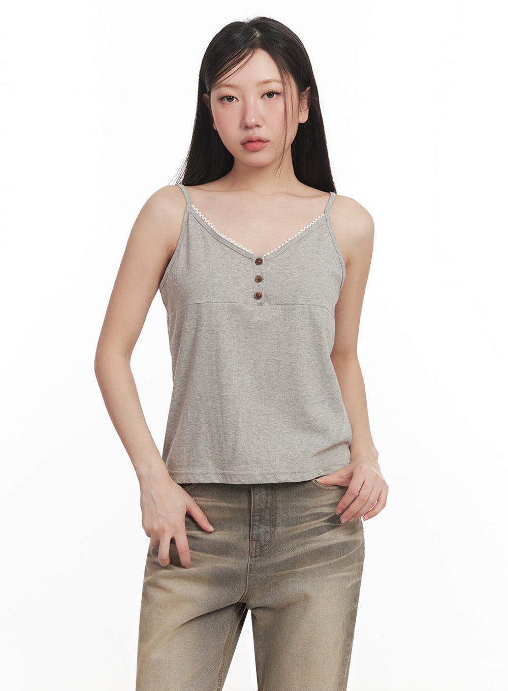 Lace Buttoned Cami Top IM528