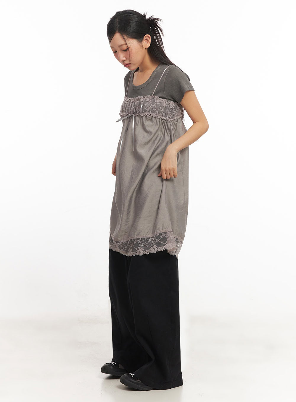 Satin Ribbon Lace Cami Dress IA524