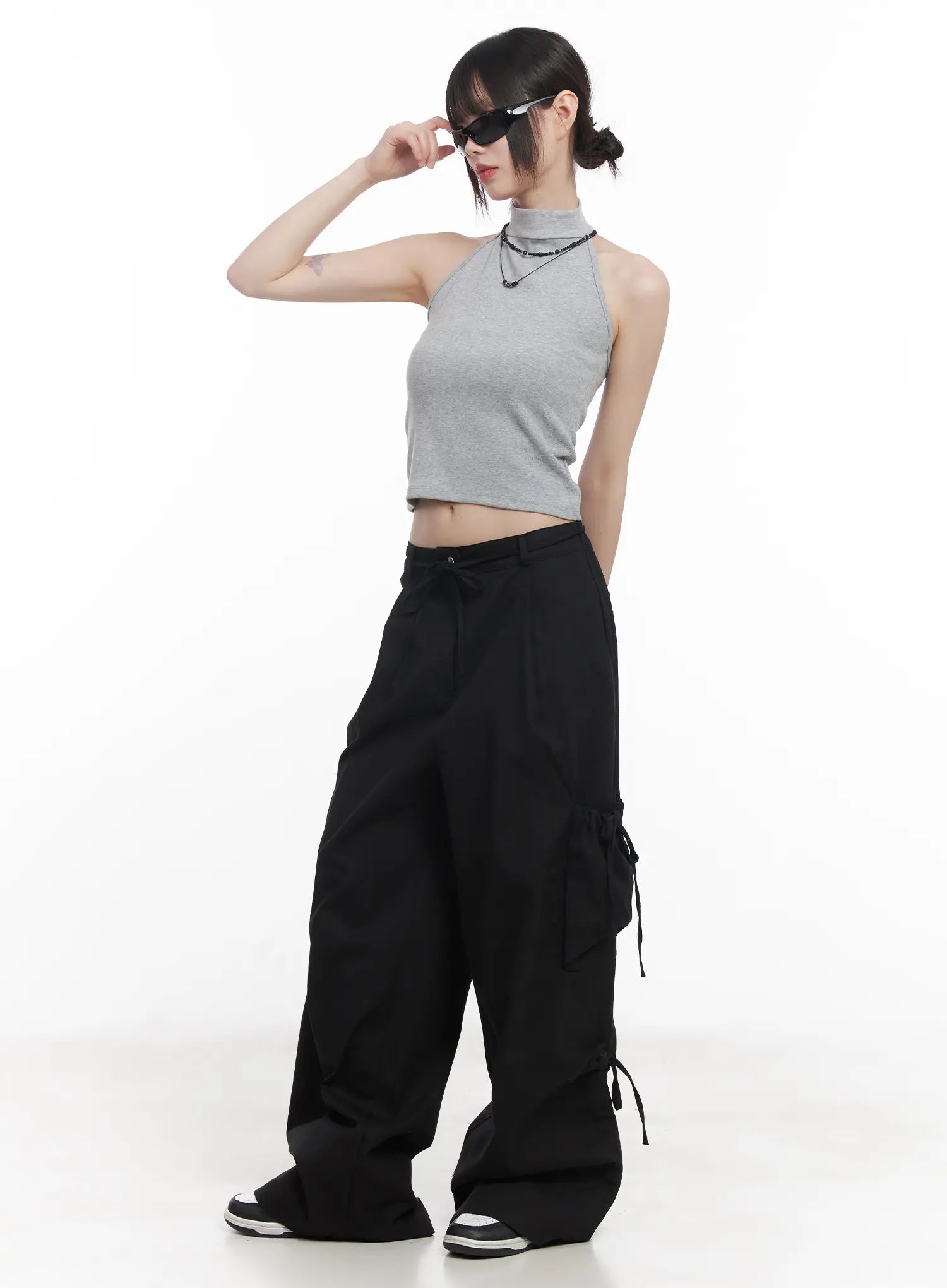 Buttoned Halter Neck Crop Top CU518