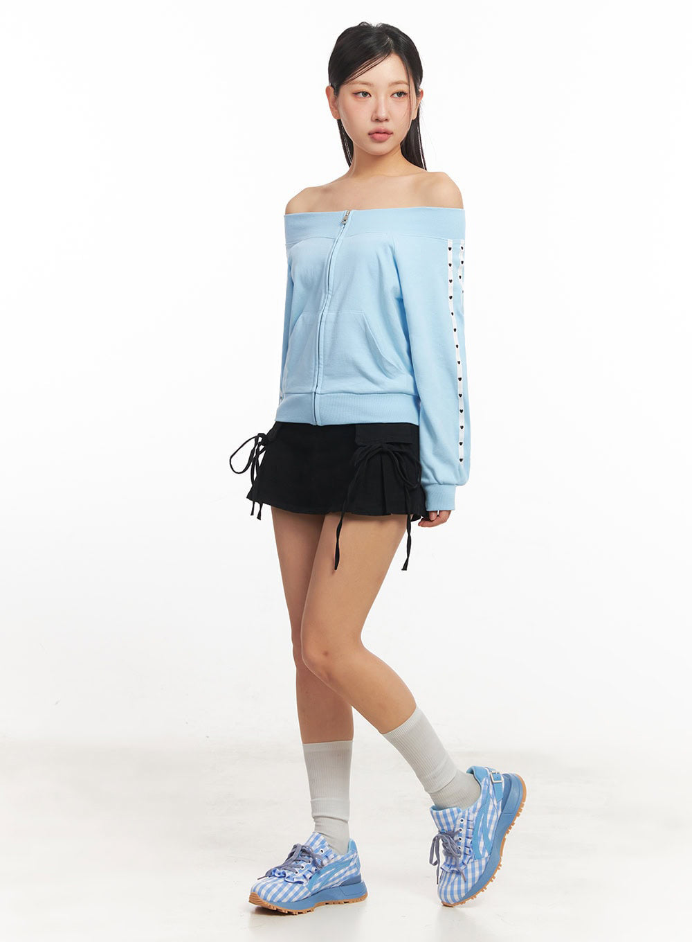 Heart Off-Shoulder Zip-Up Jacket IA524