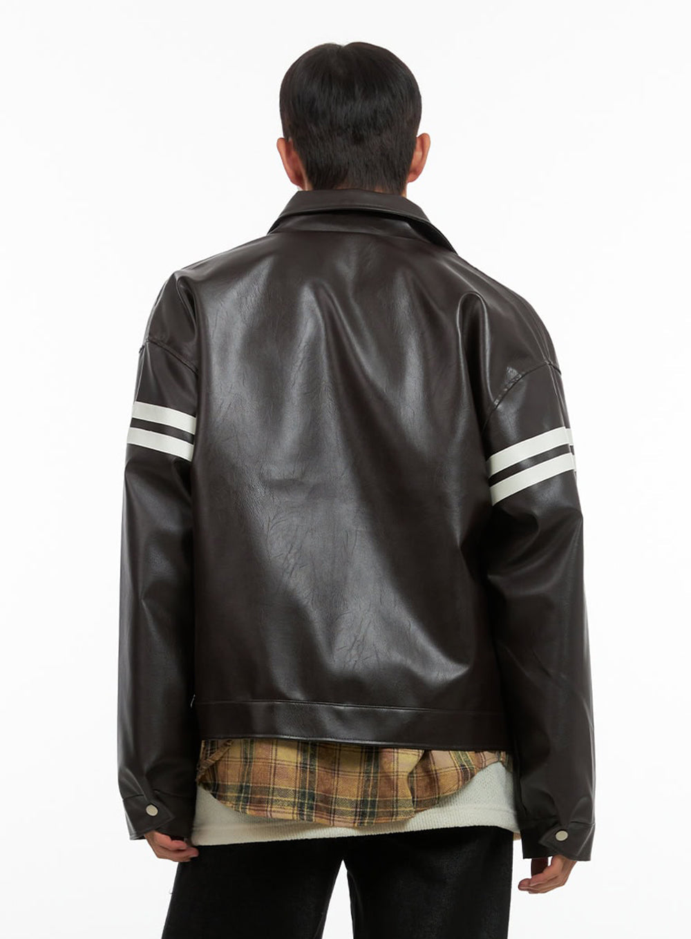 Men's Patched Zip-Up Rider Jacket IO420