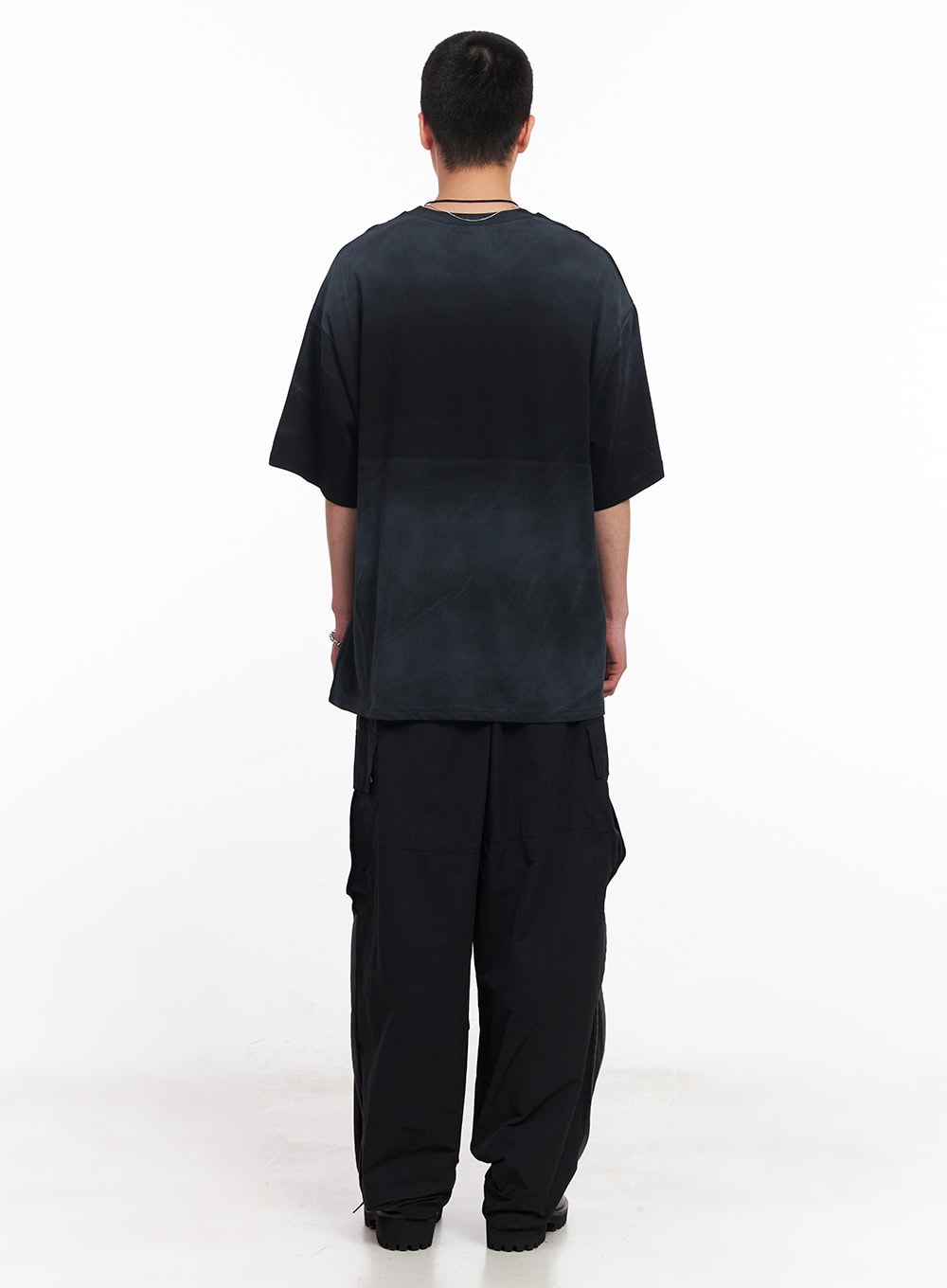 Men's Cargo Balloon-Fit Windbreaker Pants (Black) IU503