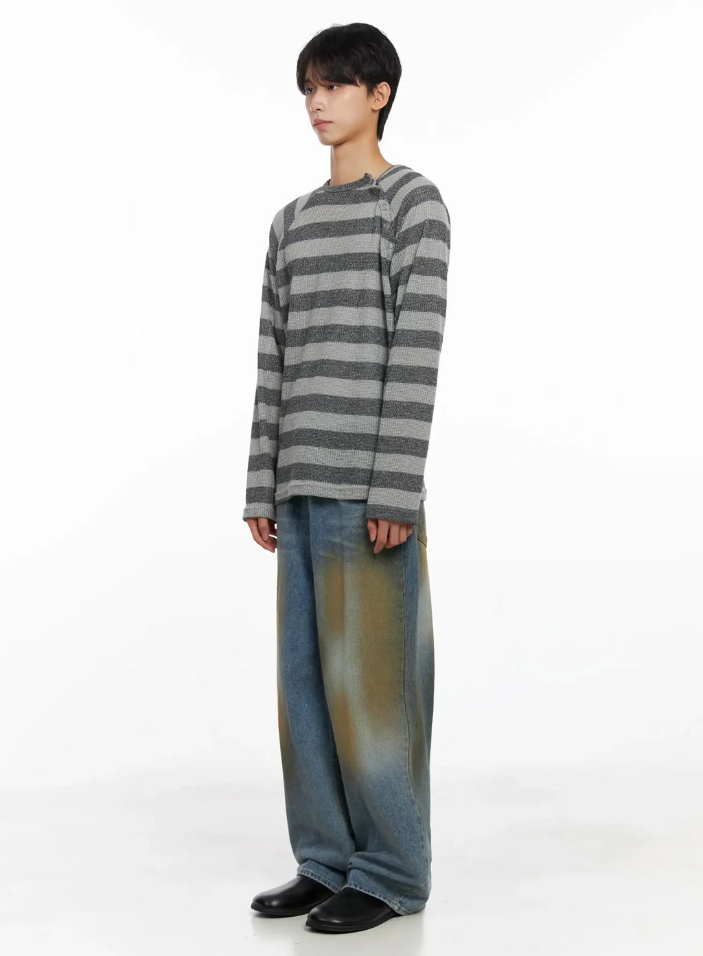 Men's Vintage Washed Wide-Leg Jeans IO516