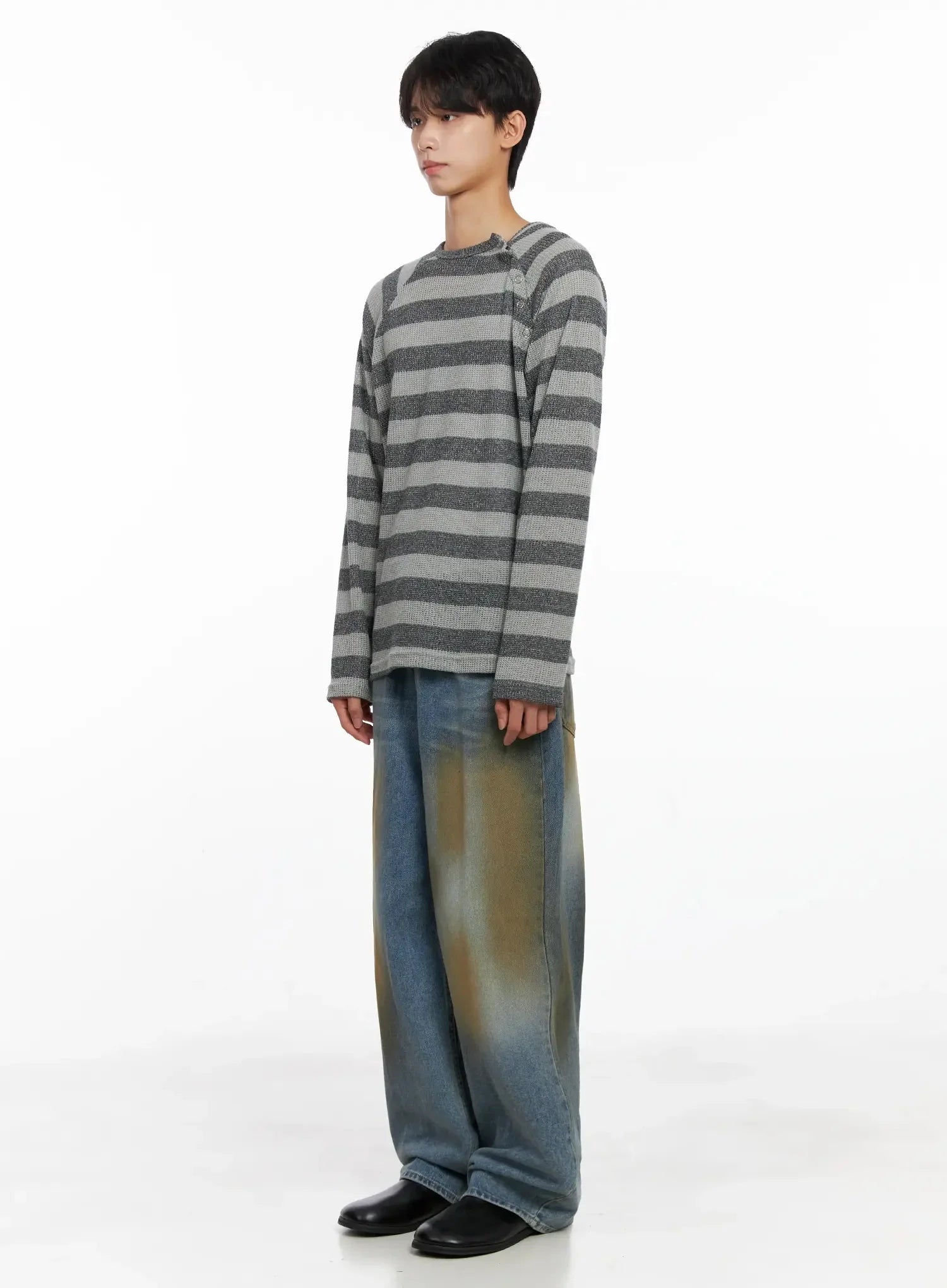 Men's Vintage Washed Wide-Leg Jeans IO516