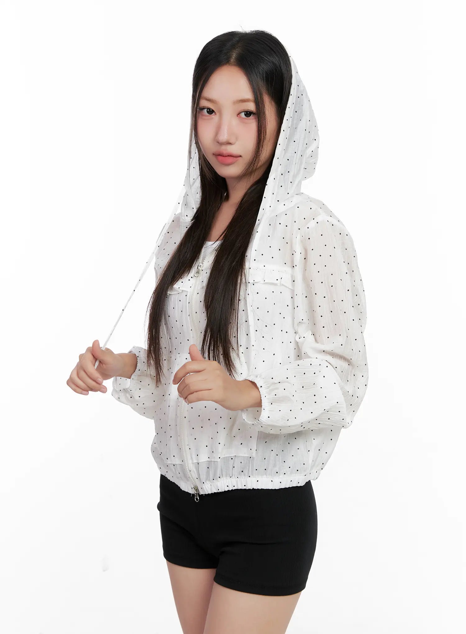 Polka-Dot Ruffle Windbreaker CL521