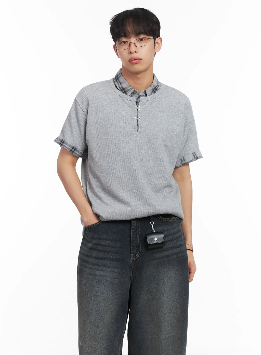 Men's Henley Neck Short-Sleeve Tee IU519