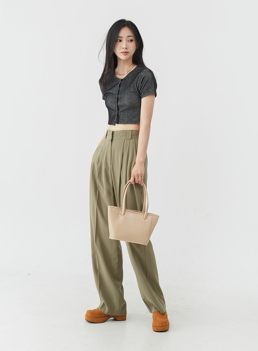 Basic Round Neck Cropped Cardigan OU1