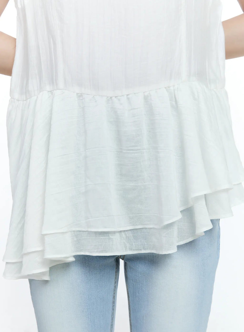Asymmetric Ruffle Sleeveless Blouse CG513