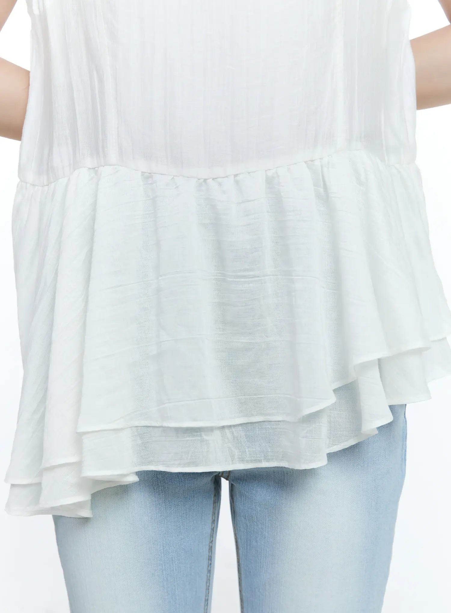 Asymmetric Ruffle Sleeveless Blouse CG513