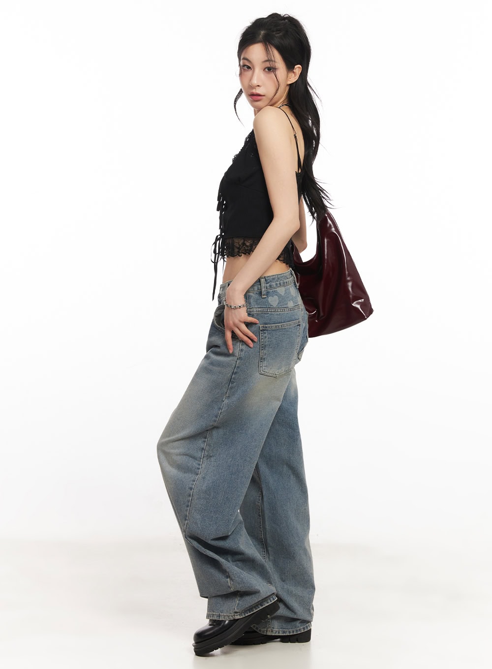 Ginny Washed Wide-Leg Jeans CA514