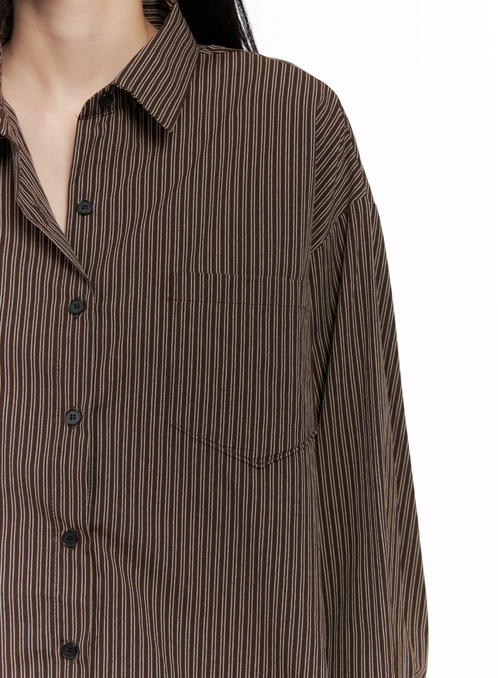 Relaxed Fit Striped Button-Up Long Sleeve Shirt CG526